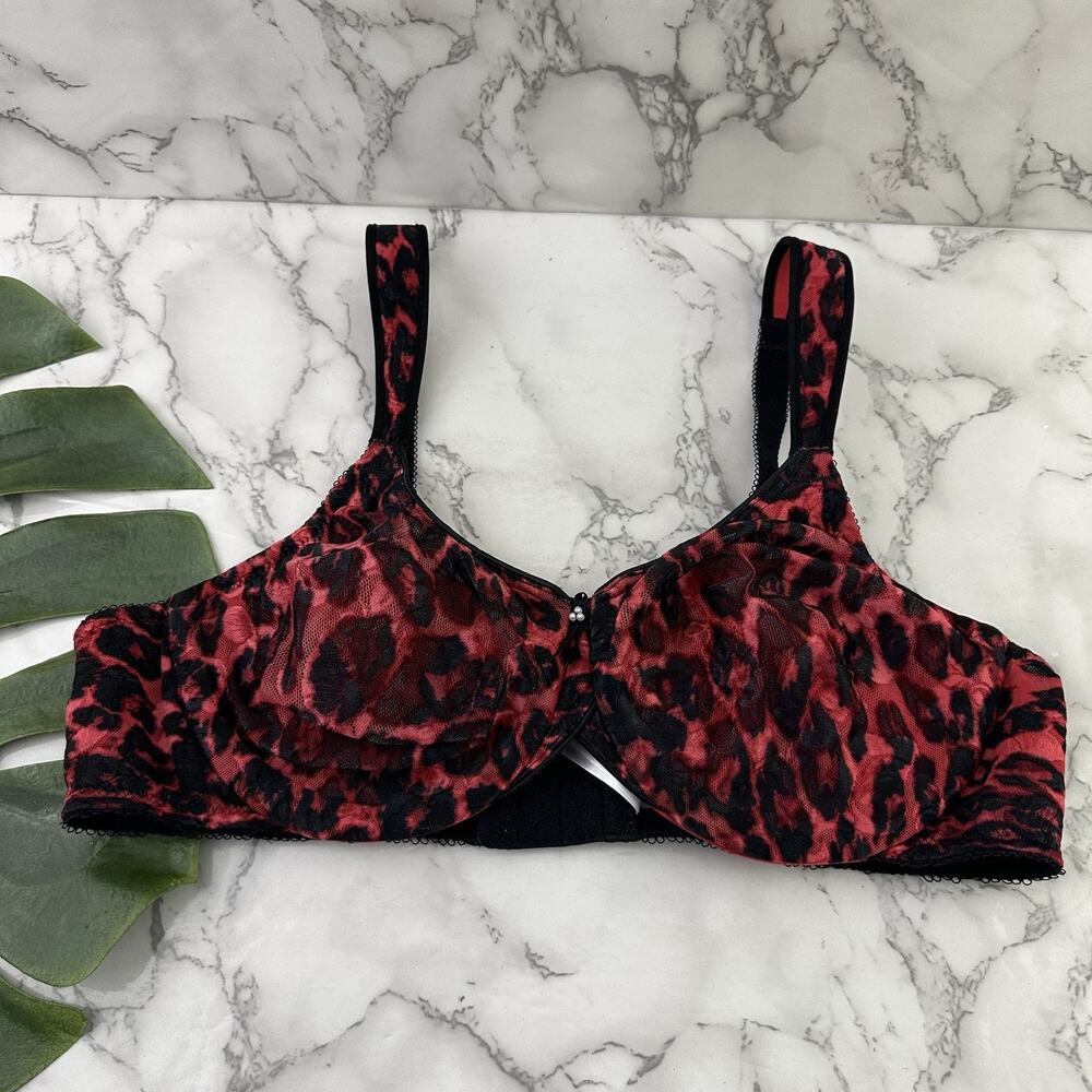 Wacoal Awareness Bra Size 38 C Red Black Leopard Print Underwire 855167